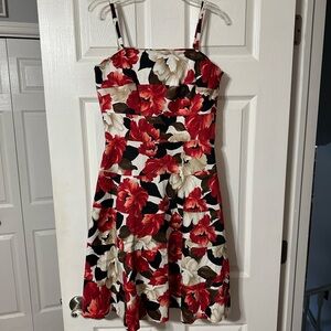 White House Black Market Floral Spaghetti Strap/Strapless Cocktail Dress